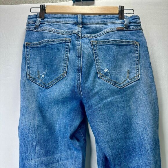 Inc Floral Embroidered skinny leg crop denim jeans with fringe bottom Size 10 - Picture 9 of 14